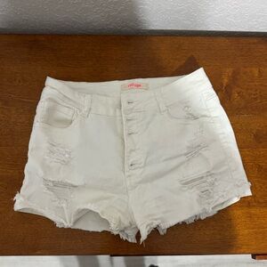 White jean shorts